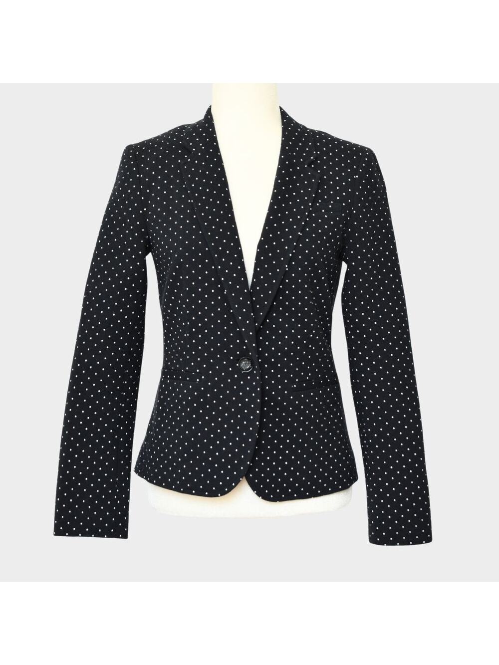 BANANA REPUBLIC Women's Single button Polka dot Blazer Black Size 2